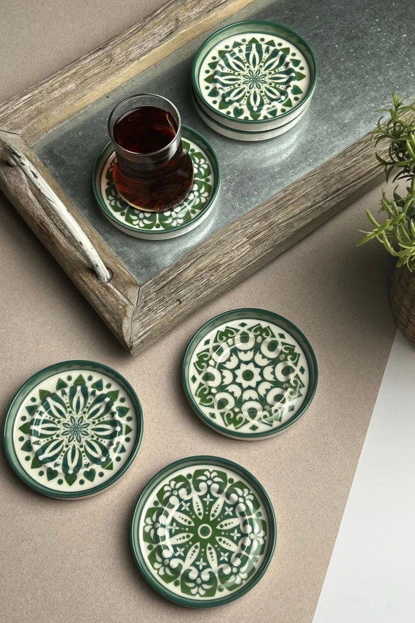 TABAK EVİ Stoneware Mozaik Green Sefa 6 lı Çay Tabağı 10cm - 2