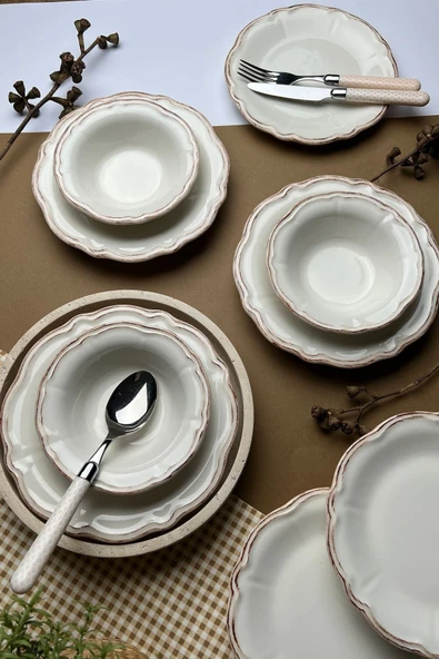 TABAK EVİ Stoneware Antik Yemek Takımı 6 Kişilik 24 Parça - 4