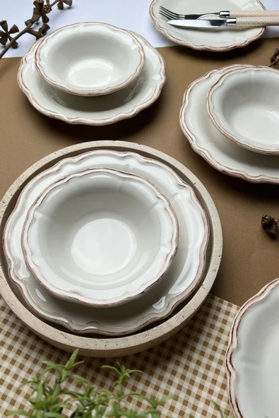 TABAK EVİ Stoneware Antik Yemek Takımı 6 Kişilik 24 Parça - 2
