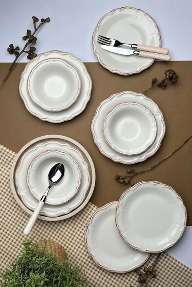 TABAK EVİ Stoneware Antik Yemek Takımı 6 Kişilik 24 Parça - 5