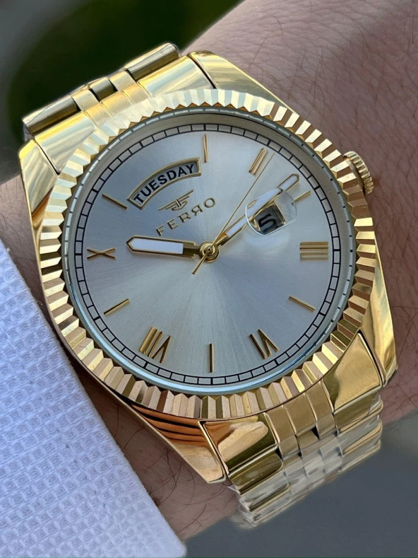 Ferro Çelik Kordon Takvimli 30 Mt Su Geçirmez Erkek Kol Saat EFM11130-B