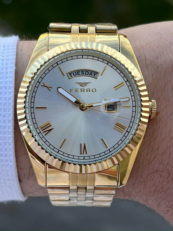 Ferro Çelik Kordon Takvimli 30 Mt Su Geçirmez Erkek Kol Saat EFM11130-B - 2