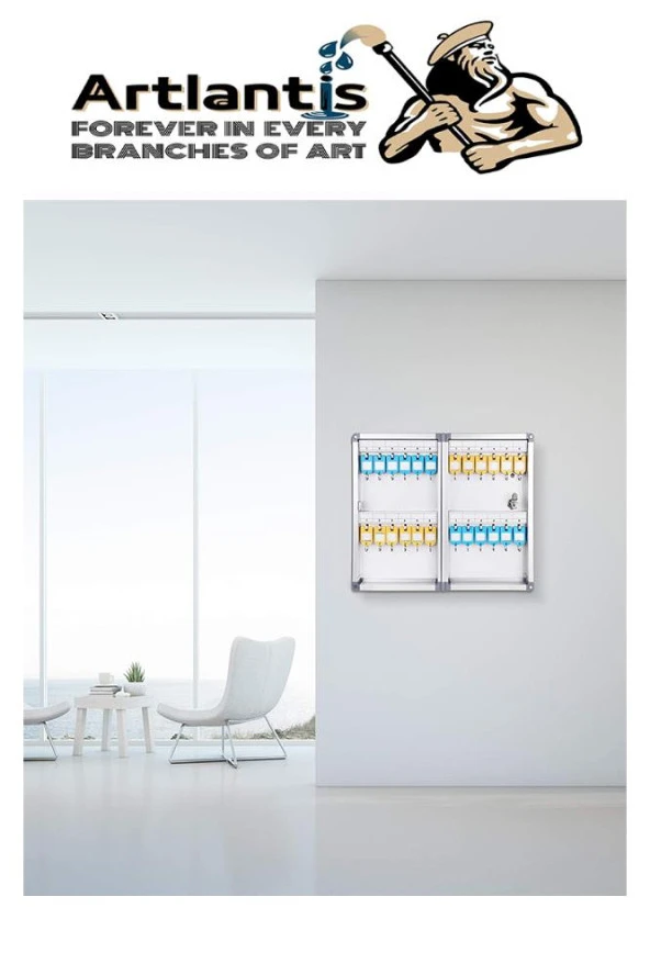 Kilitli Anahtar Kutusu 32 li 1 Paket Anahtar Dolabı Alüminyum Gövde Otel Otopark Apart Anahtarlık Dolap - 6