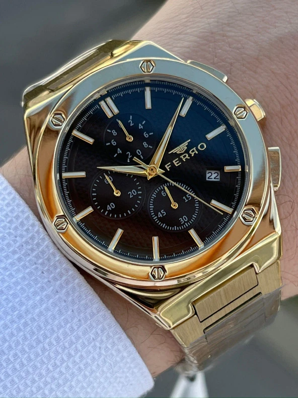 Ferro Çelik Kordon Takvimli 30 Mt Su Geçirmez Erkek Kol Saat EFM41102A-B6 ürün görseli