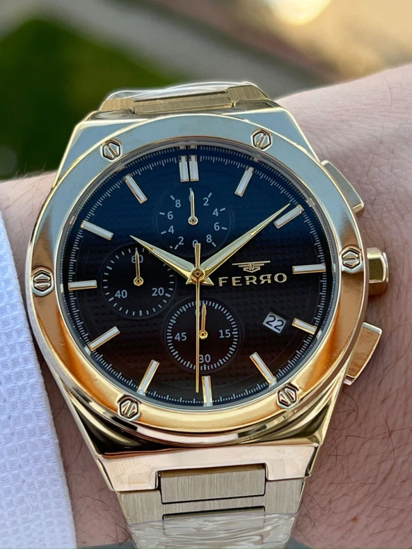 Ferro Çelik Kordon Takvimli 30 Mt Su Geçirmez Erkek Kol Saat EFM41102A-B6 - Resim 2