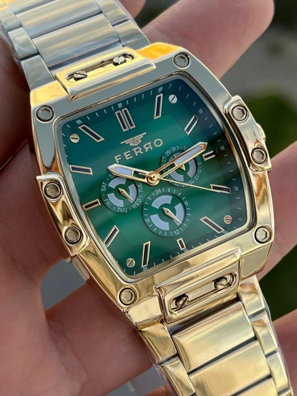 Ferro İç Fonksiyonları Aktif Çelik Kordon Takvimli 30 Mt Su Geçirmez Erkek Kol Saat EFM11437-B6 - Resim 3