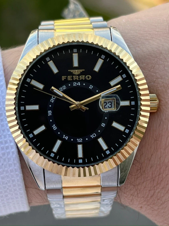 Ferro Çelik Kordon Takvimli 30 Mt Su Geçirmez Erkek Kol Saat EFM11288-D2 - Resim 2