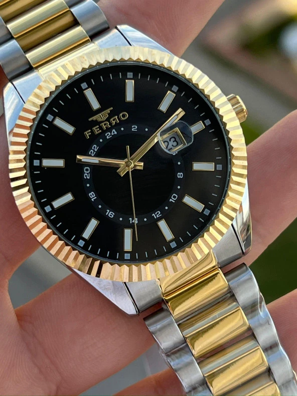 Ferro Çelik Kordon Takvimli 30 Mt Su Geçirmez Erkek Kol Saat EFM11288-D2 - Resim 3