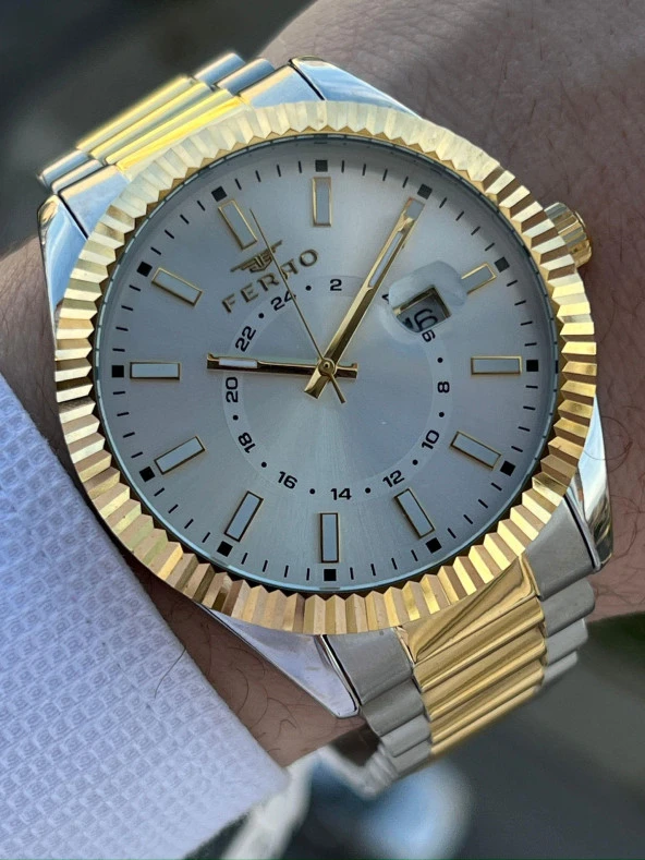 Ferro Çelik Kordon Takvimli 30 Mt Su Geçirmez Erkek Kol Saat EFM1128-D ürün görseli