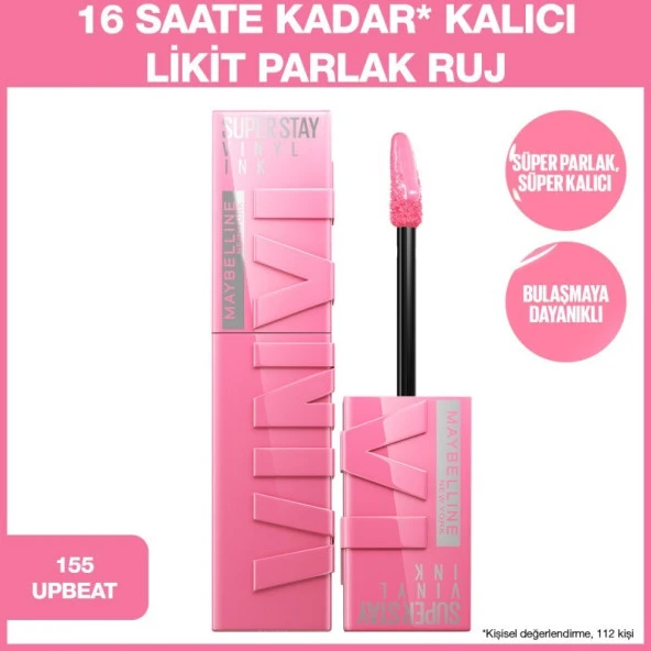 Maybelline New York Maybelline Super Stay Vinyl Ink - Likit Parlak Ruj No: 155 Upbeat - 2