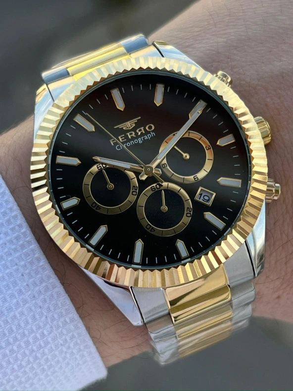 Ferro Çelik Kordon İç Fonksiyonlar Aktif Takvimli 30 Mt Su Geçirmez Erkek Kol Saat EFM31289-D2 ürün görseli 1