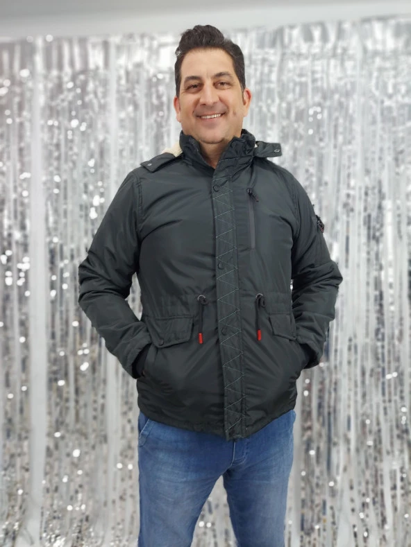 9919 İçi Polar Kapüşonlu Mont - 2