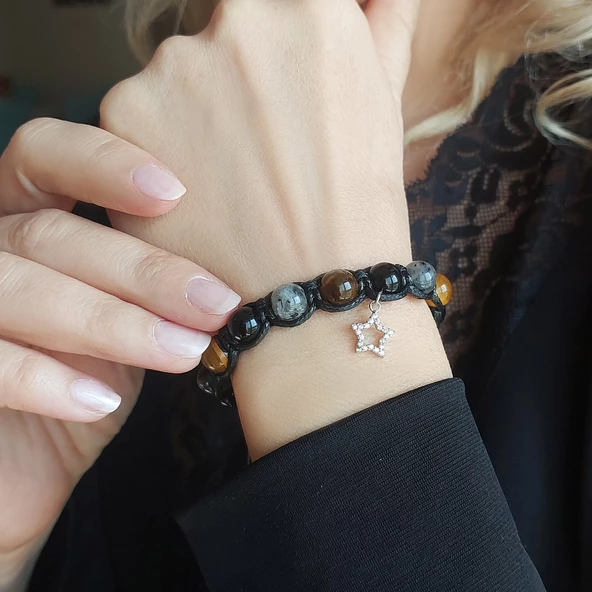 Vaoov 925 Ayar Gümüş Doğal Taşlı Güç, Başarı, Cesaret Bilekliği ürün görseli