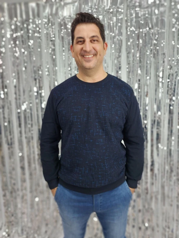 5262 Bisiklet Yaka Desenli Kazak - 2