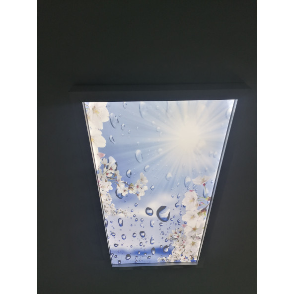 60x120 Gökyüzü Panel Avize, Sıva Üstü, Kolay Montaj Led Panel, Çiçekli Yağmur Damlası Avize - 2