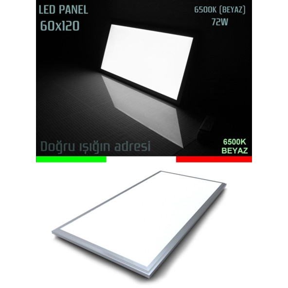 60x120 Slim Panel, 6500k, Beyaz Işık, 3mm Kalınlık, Dev Aydınlatma,homojen Işık, Ofis Led Aydınlatma - 6