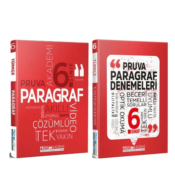Pruva Akademi 6.Sınıf Paragraf Soru Bankası ve Deneme Seti 2 Kitap