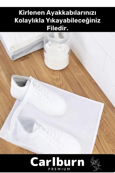 Premium Serisi Özel Fermuarlı Koruyucu Leke Çıkartıcı Ayakkabı Çamaşır Yıkama Torbası Filesi 2 Adet - 3