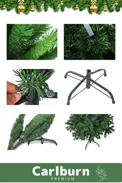 Premium Kutu Süsleme Seti Yılbaşı Çam Ağacı Renkli Işığı Yeni Yıl Süsleri Noel Paketi 210 Cm 580 Dal - 5