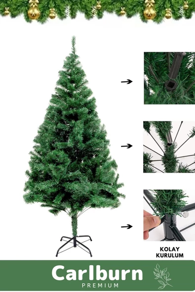 Premium Kutu Süsleme Seti Yılbaşı Çam Ağacı Renkli Işığı Yeni Yıl Süsleri Noel Paketi 180 Cm 400 Dal - 2