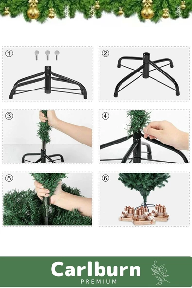 Premium Süsleme Set Yılbaşı Beyaz Çam Ağacı Renkli Işığı Yeni Yıl Süsleri Noel Paketi 150 Cm 220 Dal - 4