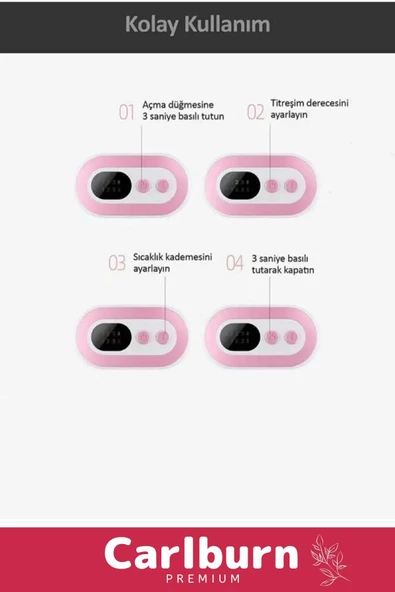 Premium Seri Titreşimli Taşınabilir Sıcak Tutan Regl Ağrıları Dijital Özel Gün Adet Bel Kemeri - 3