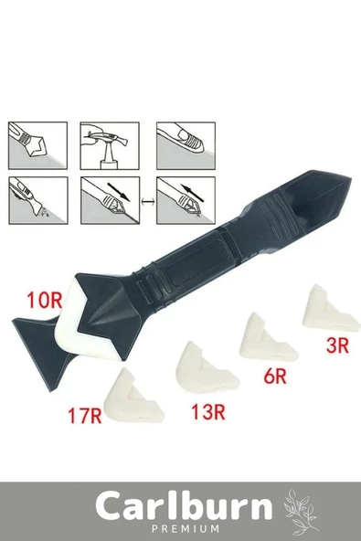 Premium Mutfak Banyo Fayans Derz Silikon Kazıyıcı Sıyırıcı Doğrayıcı Uygulayıcı 3 in 1 Aparat - 7