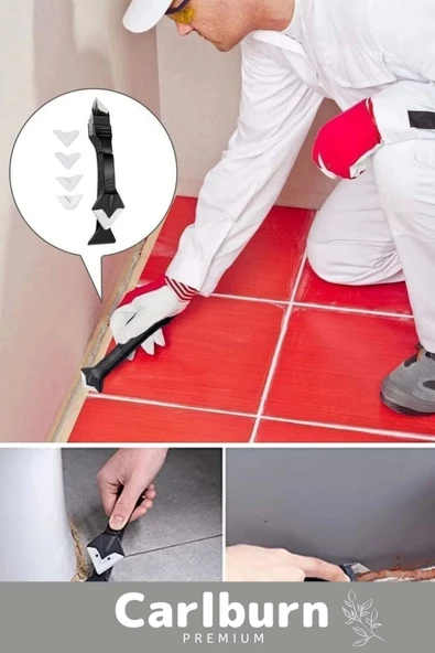 Premium Mutfak Banyo Fayans Derz Silikon Kazıyıcı Sıyırıcı Doğrayıcı Uygulayıcı 3 in 1 Aparat - 3