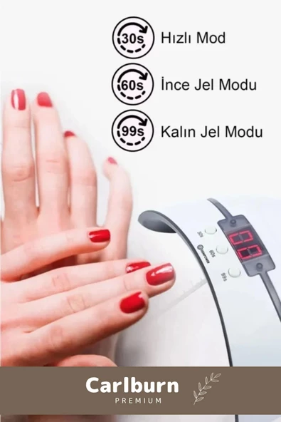 Premium 36W 12 Adet Uv Led Işıklı Profesyonel Dijital Göstergeli 3 Modlu Oje Tırnak Kurutucu - 2