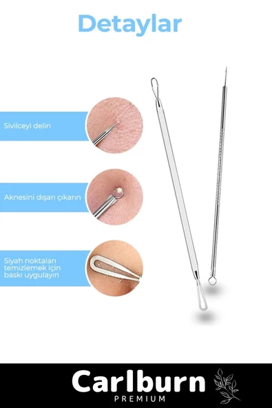 Özel Üretim Paslanmaz Çelik Günlük Cilt Bakım Siyah Nokta Akne Temizleyici Kutulu Komedon 4'lü Set - 3
