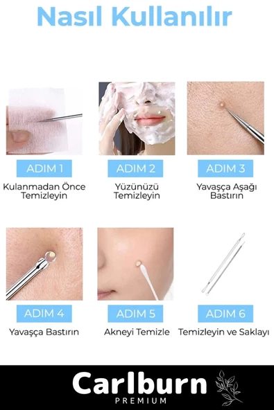 Özel Üretim Paslanmaz Çelik Günlük Cilt Bakım Siyah Nokta Akne Temizleyici Kutulu Komedon 4'lü Set - 2