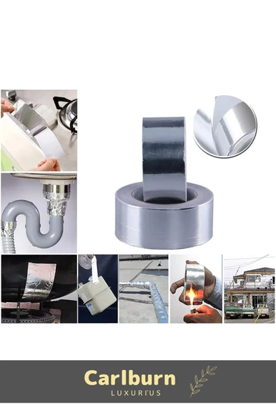 Özel Suya Sıcaklığa Dayanıklı Tamir Soba Boru Yama Alüminyum Yanmaz Folyo Bant 44mm 10mt - 5 Adet - 3