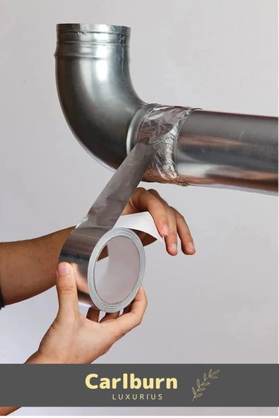 Özel Suya Sıcaklığa Dayanıklı Tamir Soba Boru Yama Alüminyum Yanmaz Folyo Bant 44mm 10mt - 5 Adet - 2