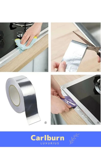 Özel Suya Sıcaklığa Dayanıklı Tamir Soba Boru Yama Alüminyum Yanmaz Folyo Bant 44mm 20mt - 1 Adet - 6