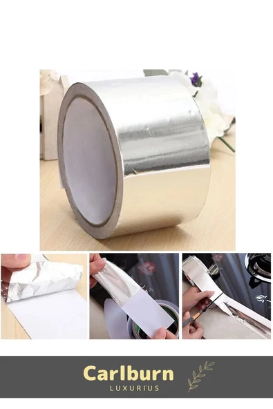 Özel Suya Sıcaklığa Dayanıklı Tamir Soba Boru Yama Alüminyum Yanmaz Folyo Bant 44mm 10mt - 5 Adet - 5