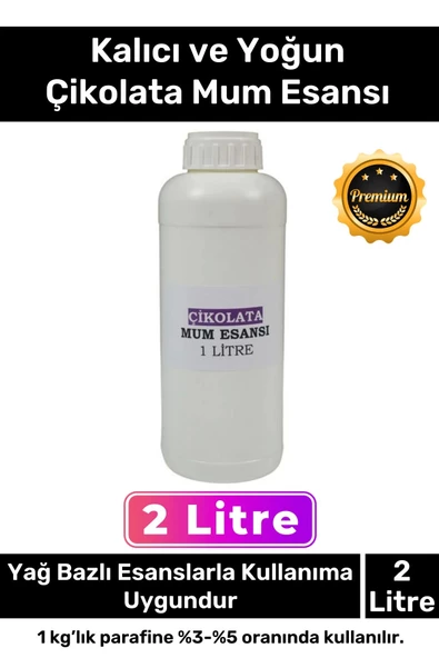Özel Üretim Kalıcı Yoğun Kaliteli Yağ Bazlı Tüm Ürünlerle Kullanıma Uygun Çikolata Mum Esansı 2 LT