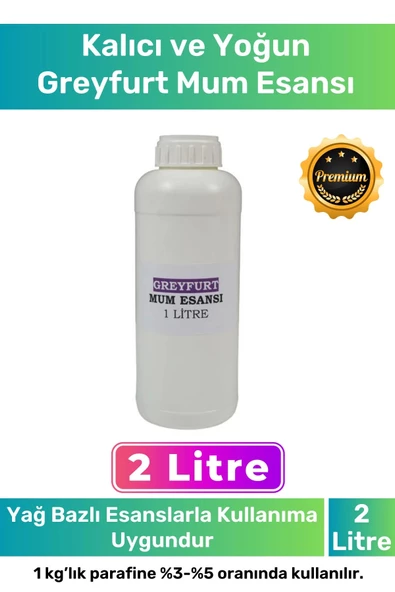 Özel Üretim Kalıcı Yoğun Kaliteli Yağ Bazlı Tüm Ürünlerle Kullanıma Uygun Greyfurt Mum Esansı 2 LT ürün görseli 1