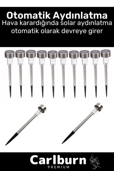 Premium Kablosuz Su Geçirmez Dayanıklı Şık Solar Güneş Enerjili Bahçe Lambası Saplama 30cm 2 Adet - 2