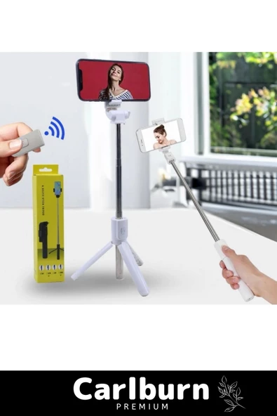 Premium Pratik Ayaklı Stabil Çekim Yapabilen Uzaktan Çekim Özellikli Kumandalı Tripod Selfie Çubuğu - 4