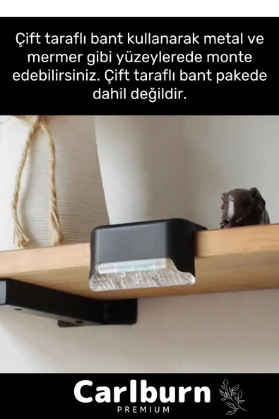 Özel Su Geçirmez Solar Güneş Enerjili Şarj Edilen Köşebent Merdiven Veranda Bahçe 4'lü Led Set - 4