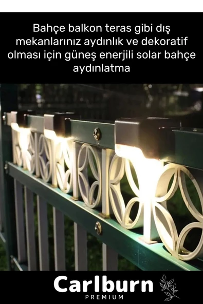 Özel Su Geçirmez Solar Güneş Enerjili Şarj Edilen Köşebent Merdiven Veranda Bahçe 8'li Led Set - 6