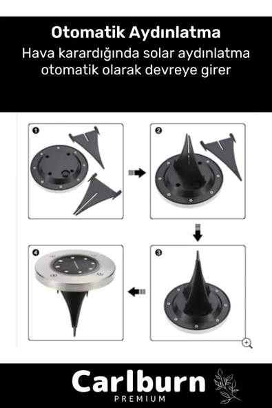 Özel Su Geçirmez Dayanıklı 8 Ledli Solar Güneş Enerjili Işık Bahçe Dekor Aydınlatma Lambası - 8 Adet - 2