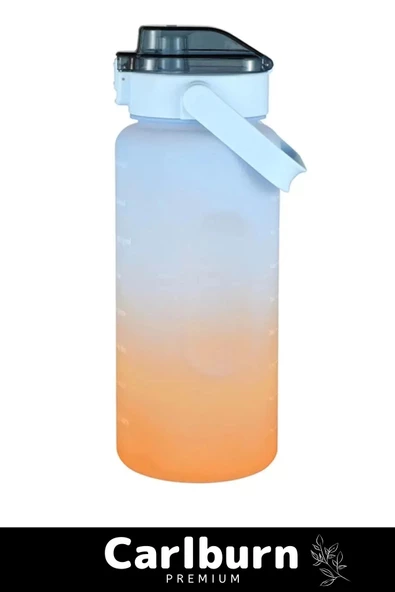 Premium Çift Renk Ölçü Baskılı Sızdırmaz Akmaz Motivasyon Matara Suluk Sağlıklı Plastik 1 Lt Su Şişe - 3