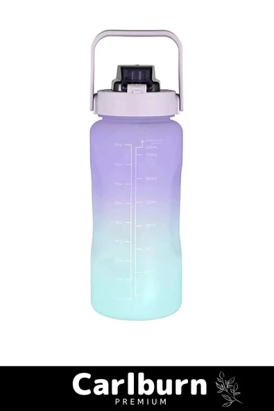 Premium Çift Renk Ölçü Baskılı Sızdırmaz Akmaz Motivasyon Matara Suluk Sağlıklı Plastik 1 Lt Su Şişe - 3