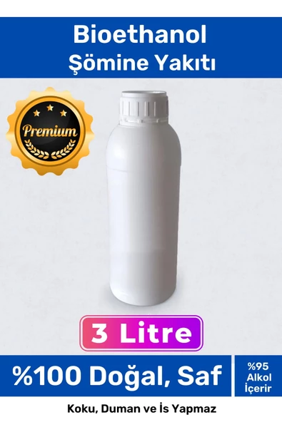 Özel Üretim %100 Doğal Saf Temiz Çevre Dostu Sıvı Koku Yapmayan Bioethanol Şömine Yakıtı 3 Litre