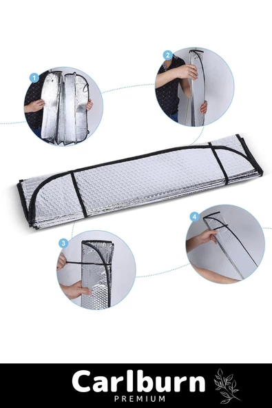 Özel Katlanabilir Araba Ön Cam Güneşliği Balonlu Metalize Parlak Alüminyum Katlanabilir Oto Güneşlik - 4