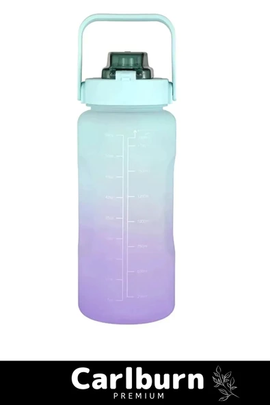 Premium Çift Renk Ölçü Baskılı Sızdırmaz Akmaz Motivasyon Matara Suluk Sağlıklı Plastik 1 Lt Su Şişe - 4