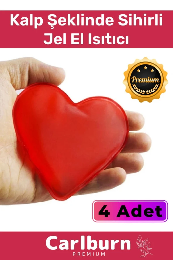 Premium Özel Üretim Kalp Şeklinde El Isıtıcısı Sihirli Jel Isıtıcı Torba Kalpli Cep Sobası 4'lü Set