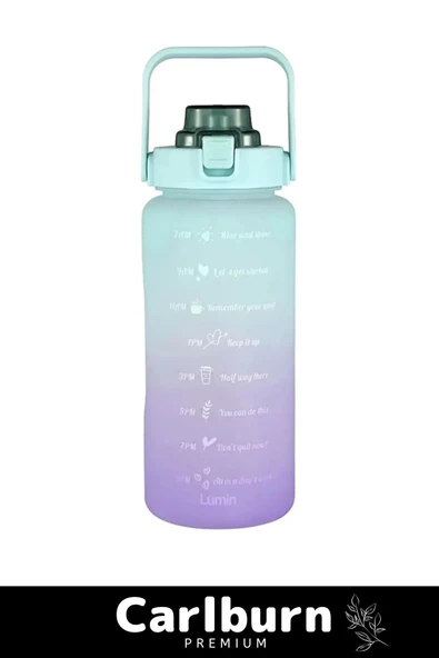 Premium Çift Renk Ölçü Baskılı Sızdırmaz Akmaz Motivasyon Matara Suluk Sağlıklı Plastik 1 Lt Su Şişe - 5