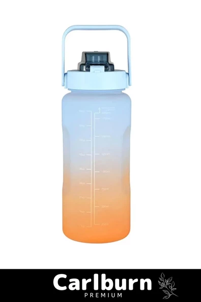 Premium Çift Renk Ölçü Baskılı Sızdırmaz Akmaz Motivasyon Matara Suluk Sağlıklı Plastik 1 Lt Su Şişe - 4